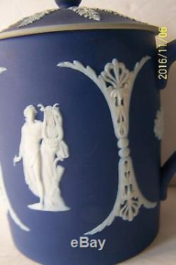 Antique Wedgwood Blue Jasperware Gel Au Lait Condensé Jelly Jar Htf