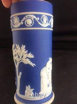 Antique Wedgwood C1900 Cobalt Blue Melpomene Urania Déversement Vase Jasper Ware 5.5
