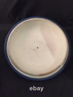 Antique Wedgwood Jasperware Blue Lidded Pot Fabriqué En Angleterre Jasper Ware