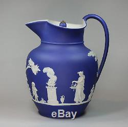 Antique Wedgwood Jasperware Pot De Basilic Bleu, Milieu Du 19ème Siècle