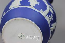 Antique Wedgwood Jasperware Pot De Basilic Bleu, Milieu Du 19ème Siècle