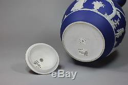 Antique Wedgwood Jasperware Pot De Basilic Bleu, Milieu Du 19ème Siècle