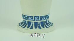 Antique Wedgwood Jasperware Vase Bleu & Blanc Acanthe Décoration De La Feuille C1810