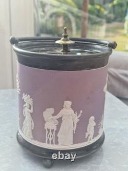 Antique Wedgwood Jasperware rare biscuit barrel lilas