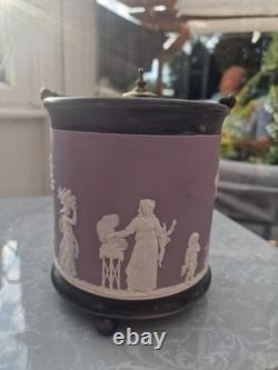 Antique Wedgwood Jasperware rare biscuit barrel lilas
