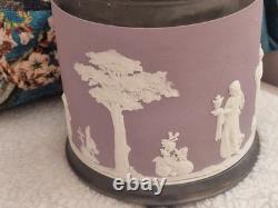 Antique Wedgwood Jasperware rare biscuit barrel lilas