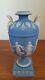 Antique Wedgwood Light Blue Jasperware Dancing Hours 6 1/4 Urn Vase 18 Siècle