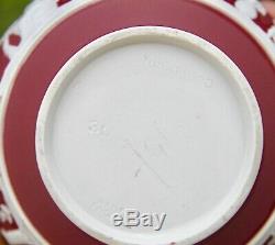 Antique Wedgwood Rare Crimson Dip Jasperware Teapot Creamer Et Sugar Bowl C1930