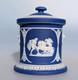 Antique Pot En Jaspe Wedgwood Du D&eacute;but Du Xixe Si&egrave;cle Bleu Et Blanc &agrave; Figures Classiques
