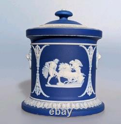 Antique pot en jaspe Wedgwood du début du XIXe siècle bleu et blanc à figures classiques
