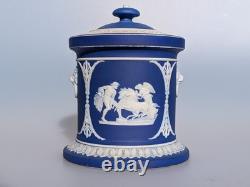 Antique pot en jaspe Wedgwood du début du XIXe siècle bleu et blanc à figures classiques