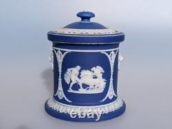 Antique pot en jaspe Wedgwood du début du XIXe siècle bleu et blanc à figures classiques
