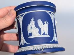 Antique pot en jaspe Wedgwood du début du XIXe siècle bleu et blanc à figures classiques