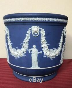Antiquité Wedgwood Bleu Cobalt Jasperware Jardinière Jardiniere Grand 10 Excellent
