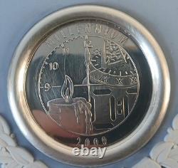 Assiette Wedgwood Blue Jasper avec insert en argent Millénaire 2000 en jasperware