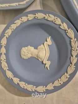 Assiettes commémoratives royales en jaspe Wedgwood bleu Lot 7 Rares 1961 et 1966