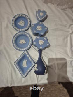 Assiettes commémoratives royales en jaspe Wedgwood bleu Lot 7 Rares 1961 et 1966