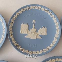 Assiettes de Noël de Londres en jaspe bleu Wedgwood 1969-1980 x 12