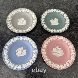 Assiettes décoratives en jaspe Wedgwood teal, gris, rose, bleu en très bon état