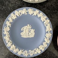 Assiettes décoratives en jaspe Wedgwood teal, gris, rose, bleu en très bon état