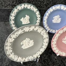 Assiettes décoratives en jaspe Wedgwood teal, gris, rose, bleu en très bon état