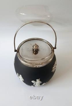 Baril à biscuits en biscuit noir Wedgwood Jasperware