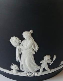 Baril à biscuits en biscuit noir Wedgwood Jasperware