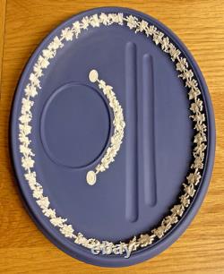 Beau rare encreur et plateau à stylo en jaspe bleu Portland Wedgwood vintage