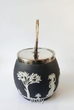 Bocal en biscuit noir en jaspe Wedgwood