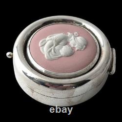 Boîte Wedgwood Jasperware en argent massif 925 poinçonné avec camée rose