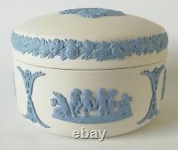 Boîte à bijoux Wedgwood Jasper bleue sur jaspe blanc, en forme de rein