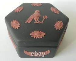 Boîte à bijoux Wedgwood Jasperware en terre cuite noire égyptienne