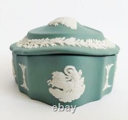 Boîte à bijoux en jaspe Wedgwood vert sarcelle en forme de bateau