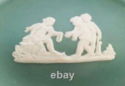 Boîte à bijoux en jaspe Wedgwood vert sarcelle en forme de bateau