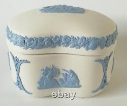 Boîte à bijoux en jaspe blanche et bleue Wedgwood, Cupidon endormi, boîte à haricots