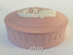 Boîte à bijoux en jaspe rose Wedgwood, les enfants de Cupidon jouent