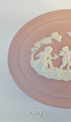 Boîte à bijoux en jaspe rose Wedgwood, les enfants de Cupidon jouent