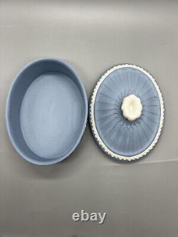 Boîte à peinture aquarelle ovale pour dames en jaspe bleu Wedgwood vintage