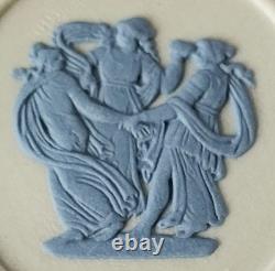 Boîte à pilules Wedgwood Jasperware bleue sur blanche Trois Grâces