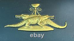 Boîte à trésors en jaspe noir Wedgwood rare avec crocodiles égyptiens dorés SU728