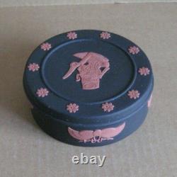 Boîte ronde Wedgwood en jaspe noir et terre cuite ÉGYPTIEN PHARAON