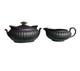 Bol &agrave; Sucre En Basalte Noir Wedgwood Antique Et Cr&eacute;mier Assorti En Jaspe