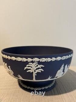 Bol grand antique Wedgewood cobalt sur pied