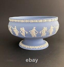 Bol impérial sur pied en jaspe bleu Wedgwood Dancing Hours / Centre de table 20,5cm