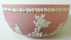 Bol sacrificiel / bol à fruits Wedgwood en jasperware rose de 8 pouces