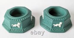 Bougeoirs / Porte-bougies en jaspe Wedgwood couleur vert épinette