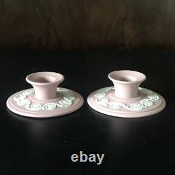 Bougeoirs en jaspe rose Wedgwood