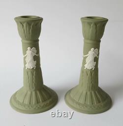 Bougeoirs en jaspe vert Wedgwood Dancing Hours x 2