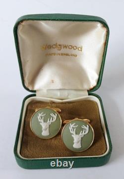 Boutons de manchette Wedgwood Jasperware vert Glenfiddich avec boîte