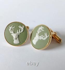 Boutons de manchette Wedgwood Jasperware vert Glenfiddich avec boîte